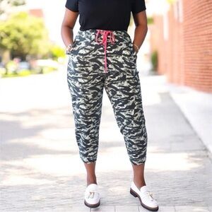 Camouflage Jogger Pants with Pink Drawstring
